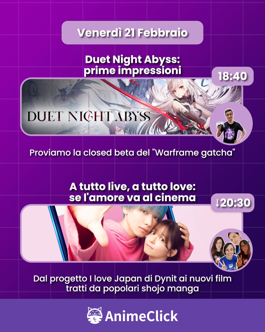 AnimeClick su Twitch: programma dal 17 al 23 febbraio AnimeClick su Twitch: programma dal 17 al 23 febbraio